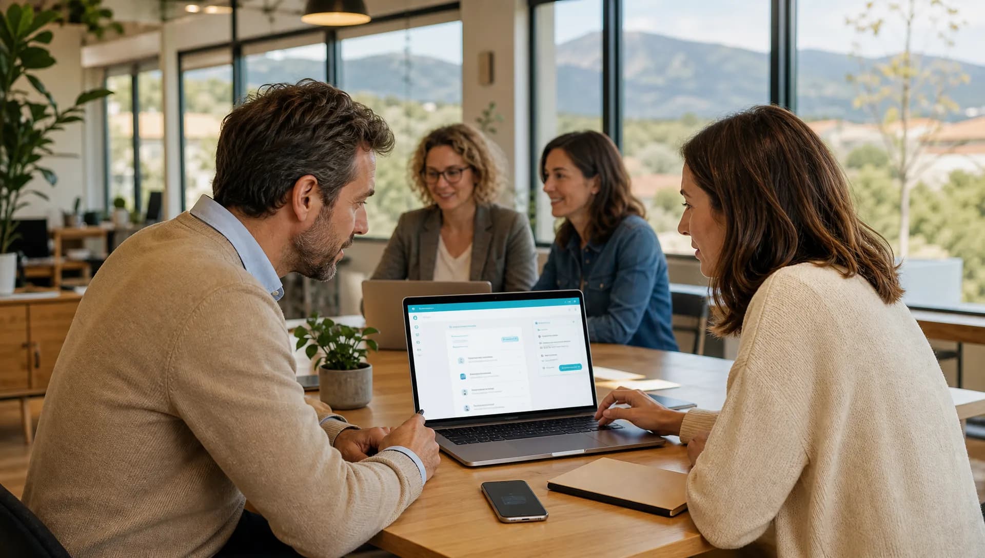 Dirigeant de PME vérifiant un modèle IA open source avant usage sur des documents internes sensibles.