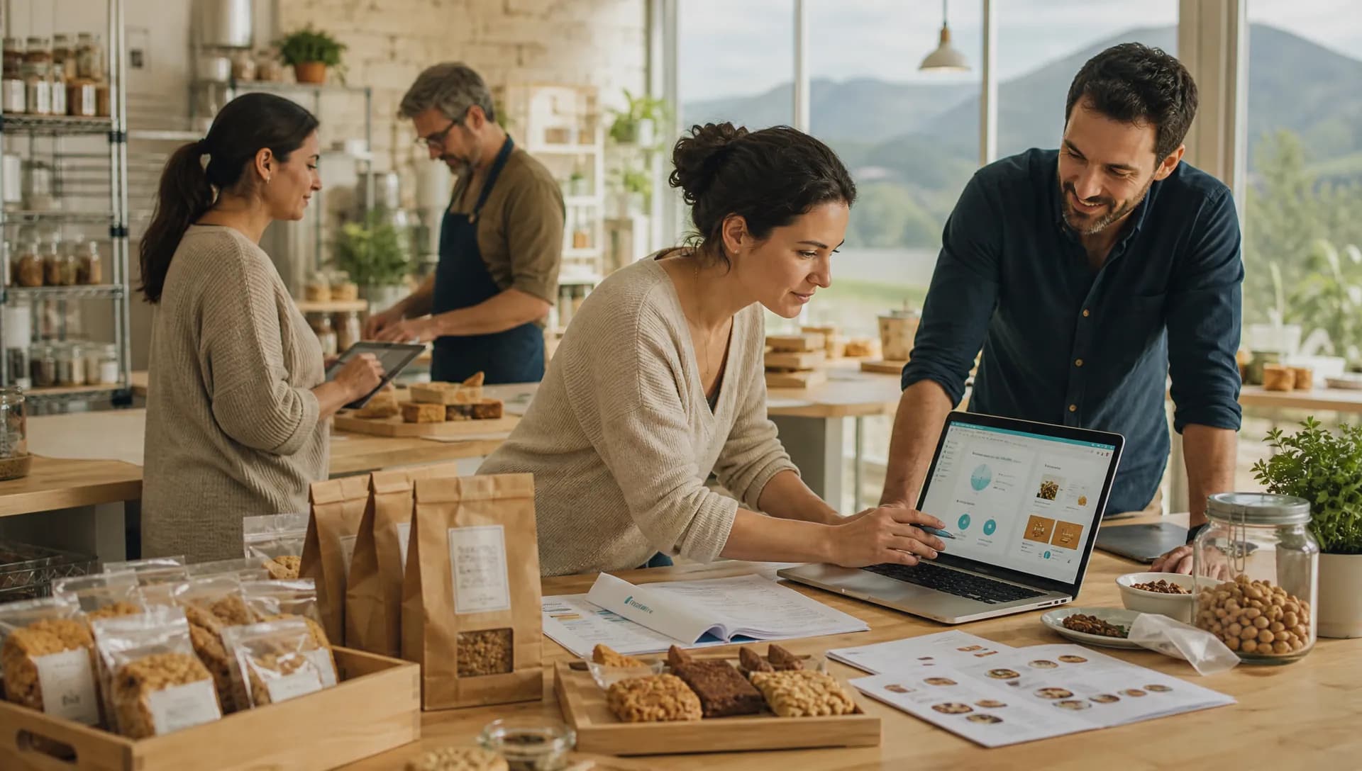 Atelier alimentaire artisanal utilisant l’IA pour organiser recettes, marges et contenus commerciaux.